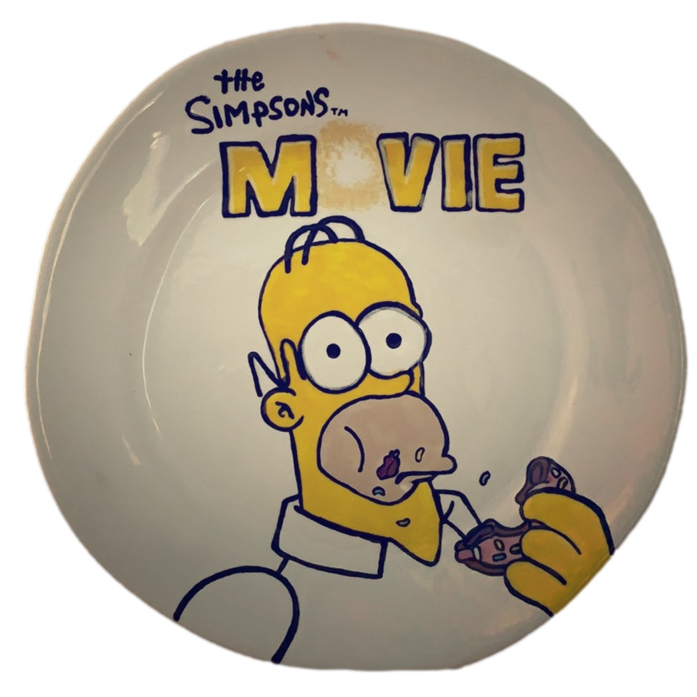 Hand Painted The Simpsons 🍩 Movie 🍿 Donut Plate